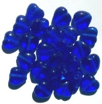 25 12mm Transparent Sapphire Glass Heart Beads
