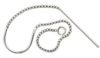 SS2007 1 Pair of 2 Inch Box Chain Ear Thread with 3mm Ring