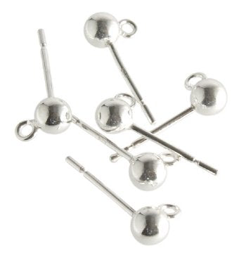 SS2101 5 Pair 4mm Ball Post with Ring