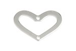 SS2771 1 Sterling 20x15mm Flat Heart with 2 Holes Connector