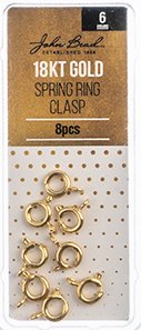 8, 18kt Gold Plated 6mm Spring Ring Clasps