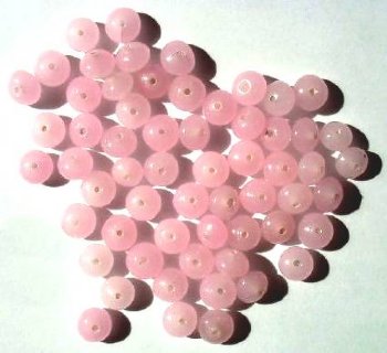 60 6x9mm Milky Rose Glass Spacer Beads
