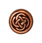 1 7x3mm TierraCast Flat Antique Copper Disk Bead with Celtic Knot Design