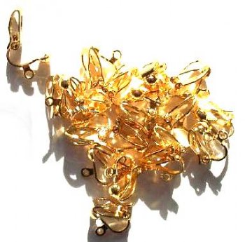 10 Pair of 13x8mm Clip-on Gold Earring with Loop