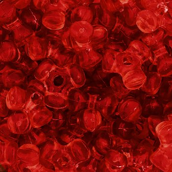 100, 11mm Transparent Red Acrylic Tri-Beads