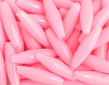 100 19x6mm Acrylic Opaque Light Pink Spaghetti Beads