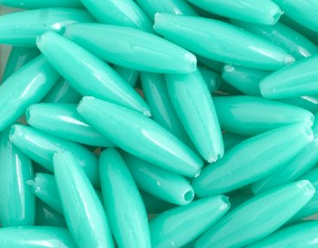 100 19x6mm Acrylic Opaque Turquoise Spaghetti Beads