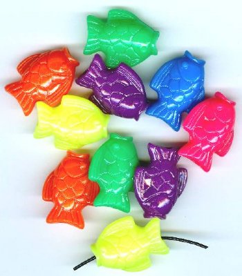 10 24x19mm Large Acrylic Fish Bead Mix
