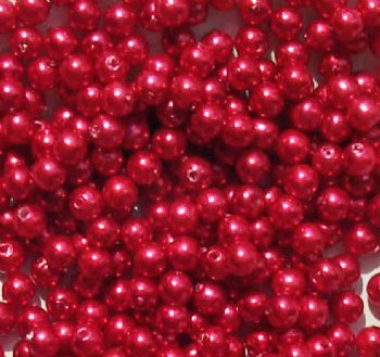 200 4mm Red Pearl Round Acrylic Beads
