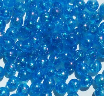 100 6mm Transparent Aqua AB Round Acrylic Beads