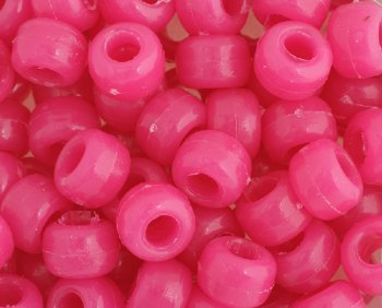 100 6x9mm Fluorescent Pink Acrylic Crow Beads