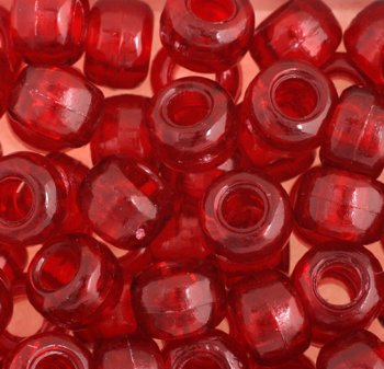 100 6x9mm Transparent Red Acrylic Crow Beads