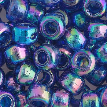 100 6x9mm Transparent Dark Sapphire Iris Acrylic Crow Beads