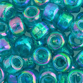 100 6x9mm Transparent Light Turquoise Iris Acrylic Crow Beads