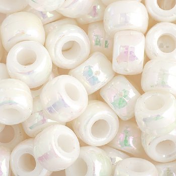 100 6x9mm Opaque White Iris Acrylic Crow Beads