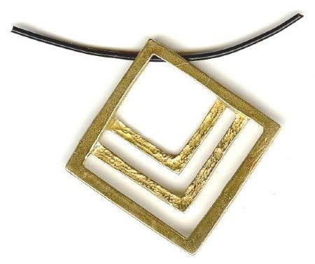 1 Anti-Tarnish Brass 34x34mm 3-Diamond Drop Pendant