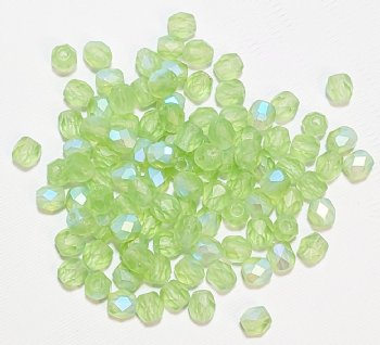 100 4mm Faceted Matte Peridot AB Firepolish Beads