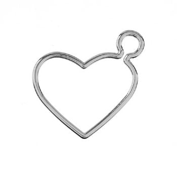 1, 24x25mm Beadwork Silver Plated Floating Heart Pendant / Link