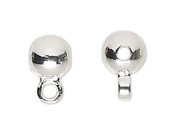 10, 4mm Round Silver Plated Bails / Beads with loop