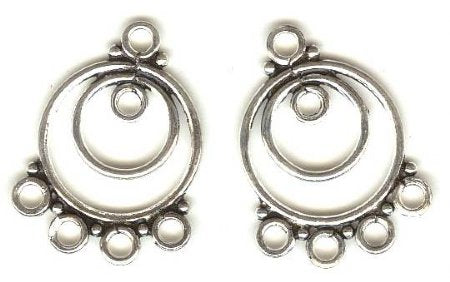 SS2458 1 pair of 26x18mm Bali Round Chandelier Earrings