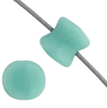 44 4x6mm Opaque Turquoise Alabaster Glass Pellet Beads