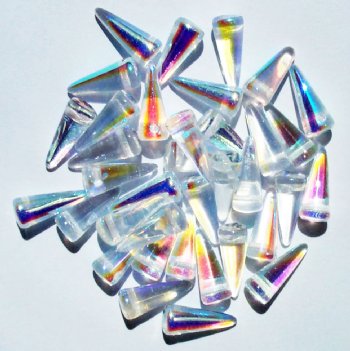 36 5x13mm Crytal AB Half Coated Glass Spike Beads