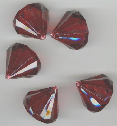 5 25x30mm Garnet Faceted Acrylic Drop