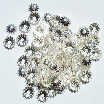 100 6mm Silver Plated Corrugated Bead Caps