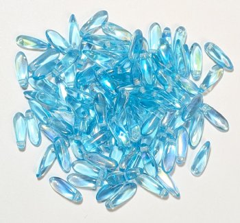 100 3x11mm Transparent Aqua AB Dagger Beads