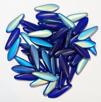 50 5x16mm Matte Transparent Cobalt AB Dagger Beads