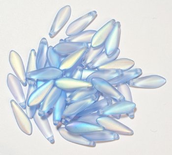 50 5x16mm Matte Transparent Light Sapphire AB Dagger Beads