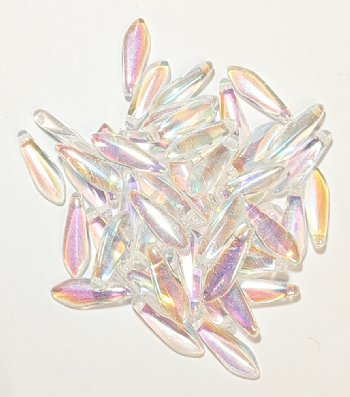 50 5x16mm Transparent Crystal AB Dagger Beads