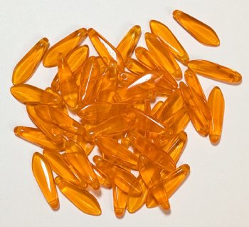50 5x16mm Transparent Orange Dagger Beads