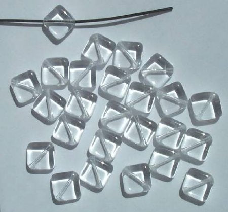 25 10mm Flat Square Diagonal Drilled Crystal