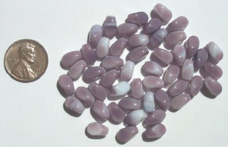 50 10mm Mauve & White Twisted Oval Beads