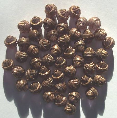 50 10x9mm Light Amethyst with Bronze Frost Ridged Ovals