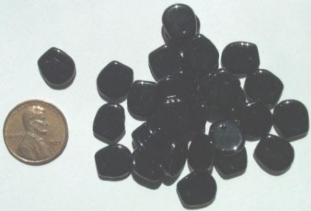 30 11x10mm Flat Drop Black Pendants