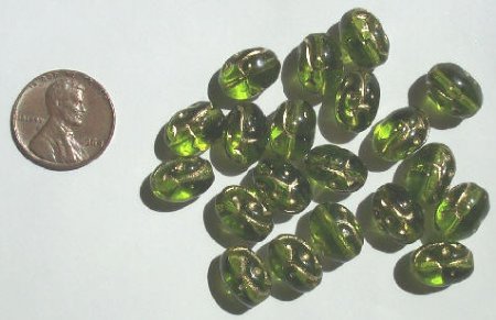 20 12mm Olive with Gold Ovals