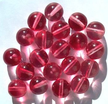 20 12mm Round Transparent Crystal Pink Glass Beads