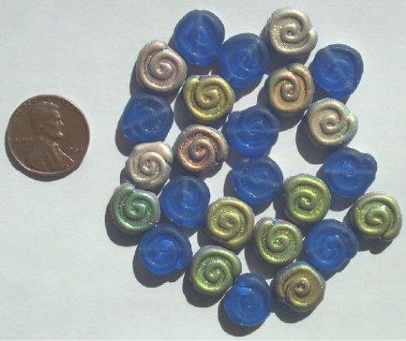 25 12mm Matte Blue AB Disks with Swirl