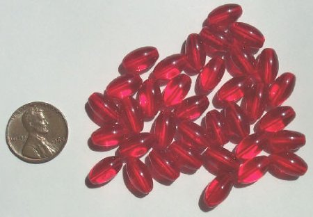30 12mm Transparent Red Ovals