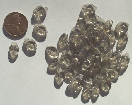 50 12mm Transparent Black Diamond Glass Leaf Beads