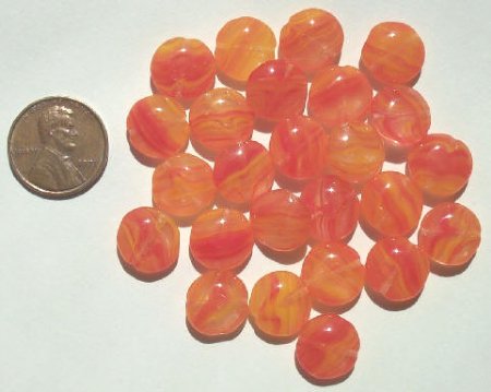 25 12x5mm Yellow Red Rounded Flat Disks