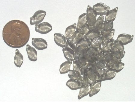 50 12x6mm Black Diamond Narrow Leaf