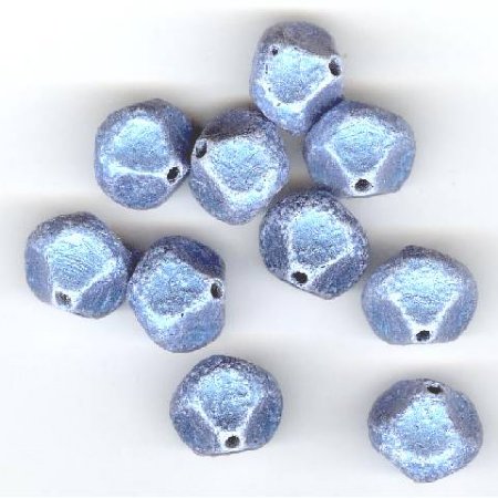 10 13mm Round Matte Metallic Blue Nugget Beads
