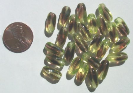 25 13mm Twisted Ovals - Light Yellow & Purple