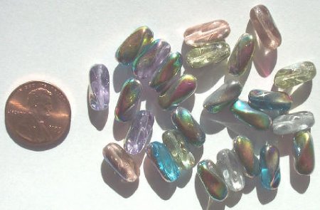 25 13mm Twisted Oval Vitrail Mix