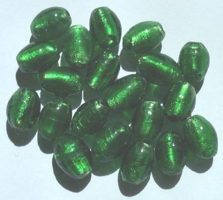 13x10mm 20 Oval Silver Foil Kelly Green