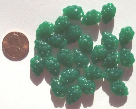 25 14mm Milky Dark Green Grape Beads