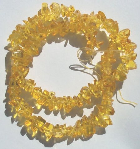 16-inch Strand of Dyed Yellow Glass Chips